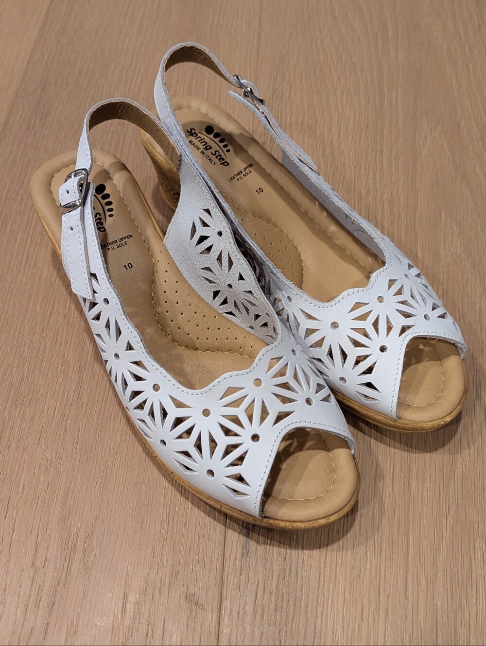 Women's White Cutout Slingback Sandals